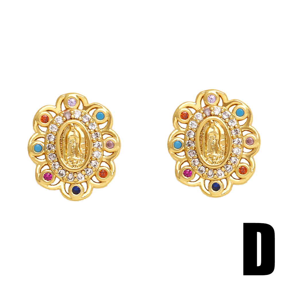 Pendientes De Cobre De La Virgen María De Zirconia Al Por Mayor